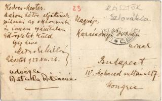 1923 Rásztó, Rásztoka, Ráztoka; Matuska kastély. Matuska Miklós és Miklósné levele / castle. Letter ...