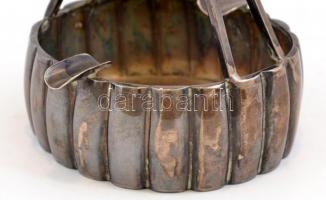 Ezüst(Ag) gyufatartós hamutál, jelzett, m: 12 cm, nettó: 129,3 g