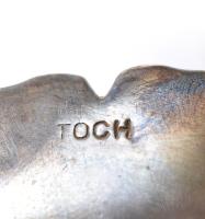 Ezüst(Ag) gyufatartós hamutál, jelzett, m: 12 cm, nettó: 129,3 g