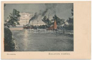 Siófok, Sió csatorna, gőzös. Balaton Vidéke. D.K.F.E. 950.