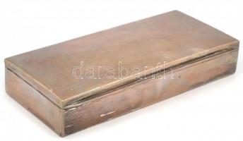 Ezüst(Ag) dohányos doboz, jelzett, fa betéttel, 19×9×3,5 cm, bruttó: 333 g