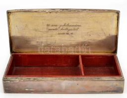 Ezüst(Ag) dohányos doboz, jelzett, fa betéttel, 19×9×3,5 cm, bruttó: 333 g