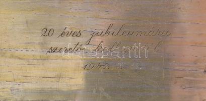 Ezüst(Ag) dohányos doboz, jelzett, fa betéttel, 19×9×3,5 cm, bruttó: 333 g