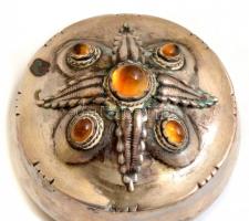 Ezüst(Ag) ékszertartó dobozka, jelzés nélkül, d: 6,5 cm, m: 4,5 cm, bruttó: 64,3 g