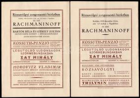 1929 nov, dec. 2 db Rózsavölgyi műsorfüzet benne Rachmanilov estek, Bartók bemutató 