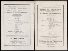 1931 7 db koncertműsor: Dohnányi, Békeffym Rubinstein és mások műsorai
