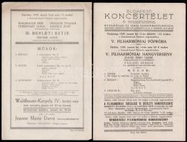 1929 4 db koncertműsor: Mahler, Darré, Kodály, Horovitz és mások műsorai