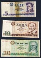 NDK 1971-75. 5M, 10M, 20M, 50M, 100M komplett sor variánsok nélkül T:II,III Összesen 5klf db!