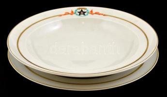 1952 Herendi porcelán tányér mély és lapos Rákosi címerrel. Feltehetően gyártás előtti egyedi mintad...