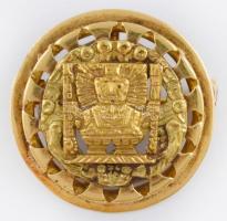 Arany (Au) 18K medál és bross egyben, jelzett, d: 2,5 cm, nettó: 7,6 g