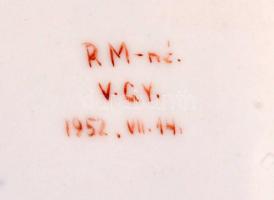 1952 Herendi porcelán mély tányér Rákosi címerrel. Feltehetően gyártás előtti egyedi mintadarab a fe...
