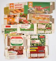 cca 1974-1976 24 db magyar és német mirelit termék kartondoboza, csomagolása győri és miskolci hűtőházból