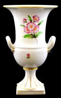 Herendi virágmintás urna váza. Jelzett, kézzel festett, kis kopással. m: 25 cm