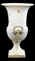 Herendi virágmintás urna váza. Jelzett, kézzel festett, kis kopással. m: 25 cm