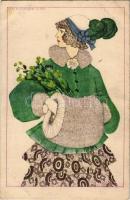 Fashion Lady Art Nouveau. B.K.W.I. 131-5. s: Mela Koehler (fl)