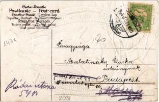 1906 Boldog Újévet! / New Year greeting with pig and horseshoe. Emb. litho (EK)