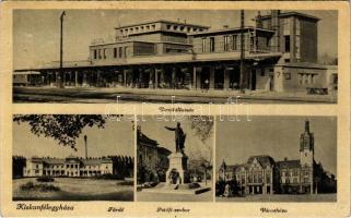 1944 Kiskunfélegyháza, vasútállomás, fürdő, városháza, Petőfi szobor