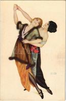 Danseuses de Montmartre. Lady art postcard. Imp. A. Leroy et R. Cremieu. Marque L-E déposée Paris 72. Trichromie artistique s: Raphael Kirchner