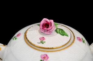 Herendi virág mintás hiányos teás készlet. Kézzel festett, jelzett, minimális kopásokkal