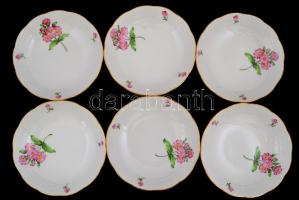 Herendi virág mintás hiányos teás készlet. Kézzel festett, jelzett, minimális kopásokkal