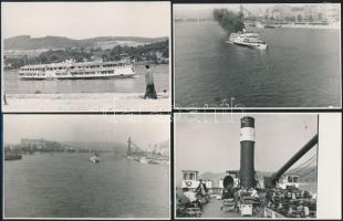 cca 1950 6 db dunai hajózással kapcsolatos fotó, legtöbb hátulján írással, 9x12 cm és 9x14 cm közötti méretekben