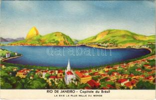 1937 Rio de Janeiro, Capitale du Brésil, La Baie la Plus Belle du Monde. Departement National du Café. Les Cafés du Brésil a lExposition 1937 / general view, bay. advertising card