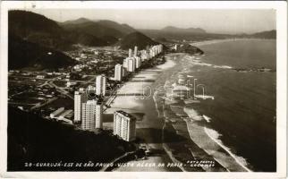 1962 Guarujá, Vista Aerea da Praia / aerial view, beach. Foto Postal Colombo