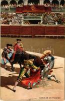 1906 Caida de un picador / Spanish folklore, bullfight, matadore. litho