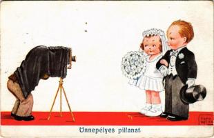 1939 Ünnepélyes pillanat / Children art postcard, marriage, photographer. W.S.S.B. 8865/2. s: John Wills (EK)