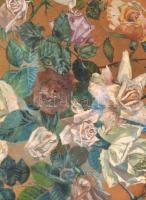 Jelzés nélkül: Rózsák. Akvarell, karton, foltos, fa keretben 39x29 cm