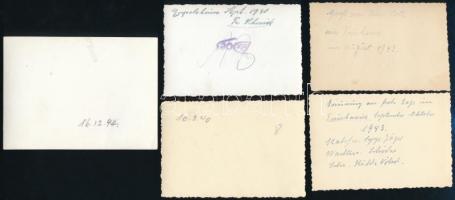 cca 1940 9 db háborúval kapcsolatos fotó, némelyik hátulján német felirattal, 7x4,5 cm és 10,5x8,5 c...