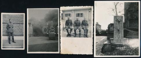 cca 1940 9 db háborúval kapcsolatos fotó, némelyik hátulján német felirattal, 7x4,5 cm és 10,5x8,5 c...