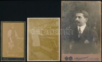 cca 1900-1933 6 db régi fotó, közte keményhátú műtermi fotók és fotólapok, 11x6,5 cm és 16,5x11 cm közötti méretekben