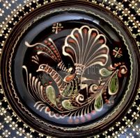 2 db nagy méretű kerámia tál : Kun Gazda Ferenc: Mázas kerámia, kézzel festett, jelzett, hibátlan 40...