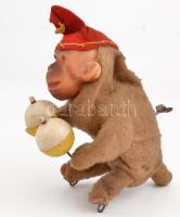 Ugráló, csörgős majom. Kulcssal felhúzható 23 cm