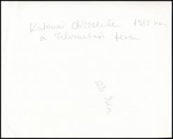 1985 Katonai dísszemle a Felvonulás téren, fotó, hátulján felirat, 22x17,5 cm