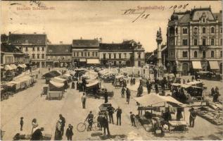 1908 Szombathely, Horváth Boldizsár tér, piac, Götzl József üzlete