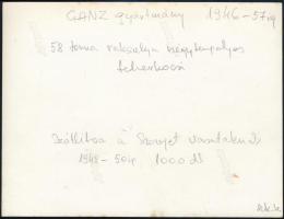 cca 1940-1950 Ganz gyártmányú 58t raksúlyú négytengelyes teherkocsi, fotó, hátulján felirat, 13x17,5...