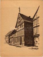 Osterode am Harz, Das Ritterhaus. Verlag und Druck Paul Krösing Nr. 511. / street view. art postcard s: K. Grönig (EK)