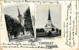1905 Piski, Simeria; Római katolikus és református templom / churches. Art Nouveau (EK)