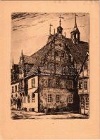 Celle, Rathaus / street view, town hall. art postcard s: Fritz Bötel (EK)