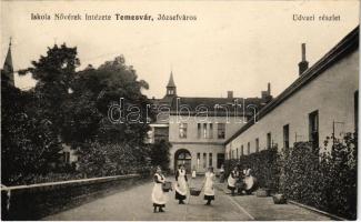 Temesvár, Timisoara; Józsefváros, Iskola Nővérek Intézete, udvari részlet / Iosefin, girl school, courtyard