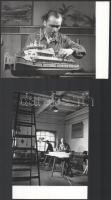 cca 1960 Az Óbudai Hajógyár Anapa szovjet hajó modelljének és az Óbudai Hajógyár modellező műhelyének fotója, hátulján felirat, pecséttel jelzett, 13x18 cm