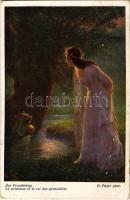 1917 Der Froschkönig / La princesse et le roi des grenouilles / The Princess and the Frog King. Fairy tale art postcard. B.K.W.I. Nr. 1748. s: E. Payer (EK)