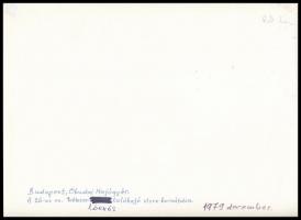 1979 Az Óbudai Hajógyár 26-os sz. tolóhajó vízre bocsátásának fotója, hátulján felirat, 18x24,5 cm