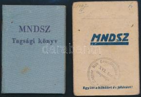 cca 1950-55 2 db Magyar Nők Demokratikus Szövetsége tagsági könyv (igazolvány), sok bélyeggel, XVI. ker, Sashalom