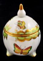 Herendi Viktória mintás bonbonniere. Kézzel festett, jelzett, hibátlan. 9 cm