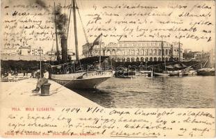 1904 Pola, Pula; Molo Elisabeth, SS Liburnia steamship