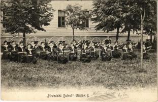 1909 Eszék, Esseg, Osijek; Hrvatski Sokol / horvát iskola, leányok tornaóra közben / Croatian school, girl gym class