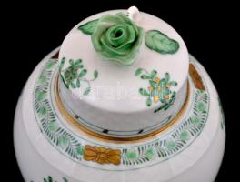 Herendi indiai kosár mintás urnaváza. Kézzel festett, jelzett, hibátlan. 15 cm